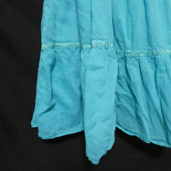 RAFAELLA | size 12 | Teal Bohemian Skirt | 100% Cotton | Zip-Up / Hook Eye Close - Picture 13 of 16